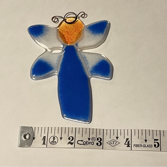 Christmas Angel Fused Art Glass Holiday Hanging Ornament Or Suncatcher OOAK - Picture 3 of 4